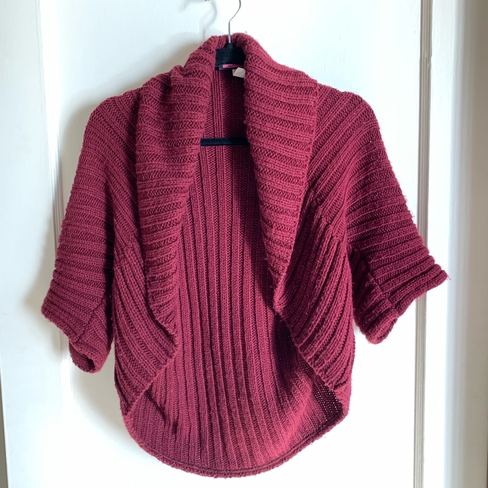 Burgundy Knit Cardigan - Size Small